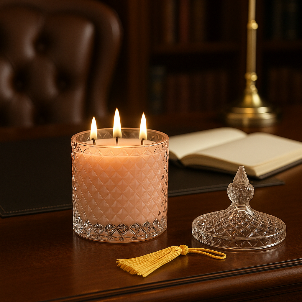 Ароматична свіча Rose Elegance з ароматом трояндових пелюсток — делікатне світло для ранкових і вечірніх ритуалів.