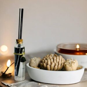 Набір аромасвічка CAPUCHINO CANDY у гіпсовому кашпо з аромадифузором