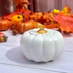 Ароматизована свічка у гіпсовому кашпо Гарбуз білого кольору