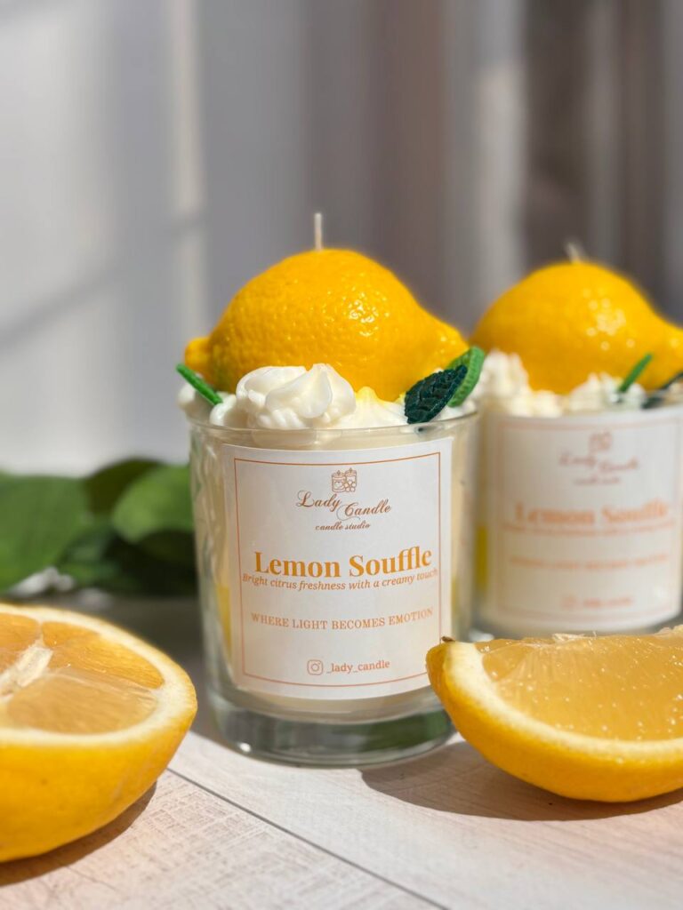 Ароматизована свіча Lemon Souffle у скляній тарі