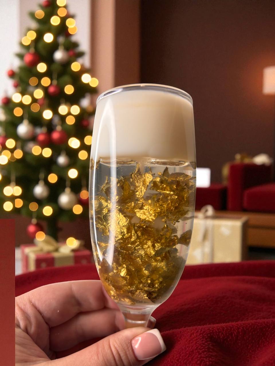 Деталь ароматичної свічки Golden Éveil у скляному келиху