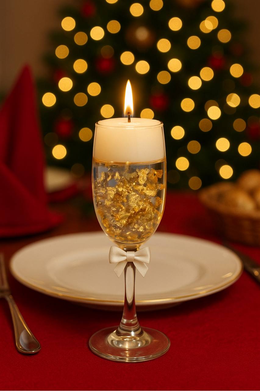 Ароматична свічка Golden Éveil у скляному келиху Velvet Noire