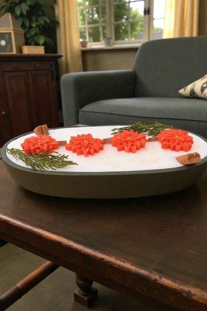 святкова свічка poinsettia christmas candle з червоними пуансетіями