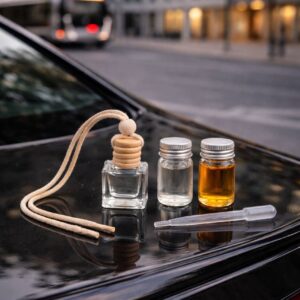 Набір: автомобільний дифузор з двома запасними флаконами аромаолії та піпеткою — «Бузок»
