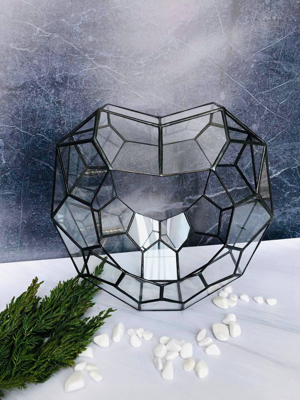 Порожній флораріум Серце з італійського скла