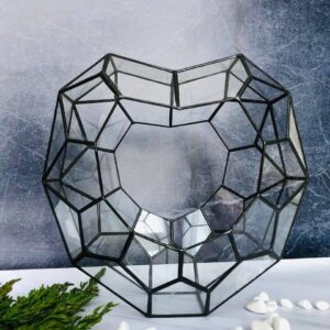 Флораріум у формі серця з прозорого скла ручної роботи