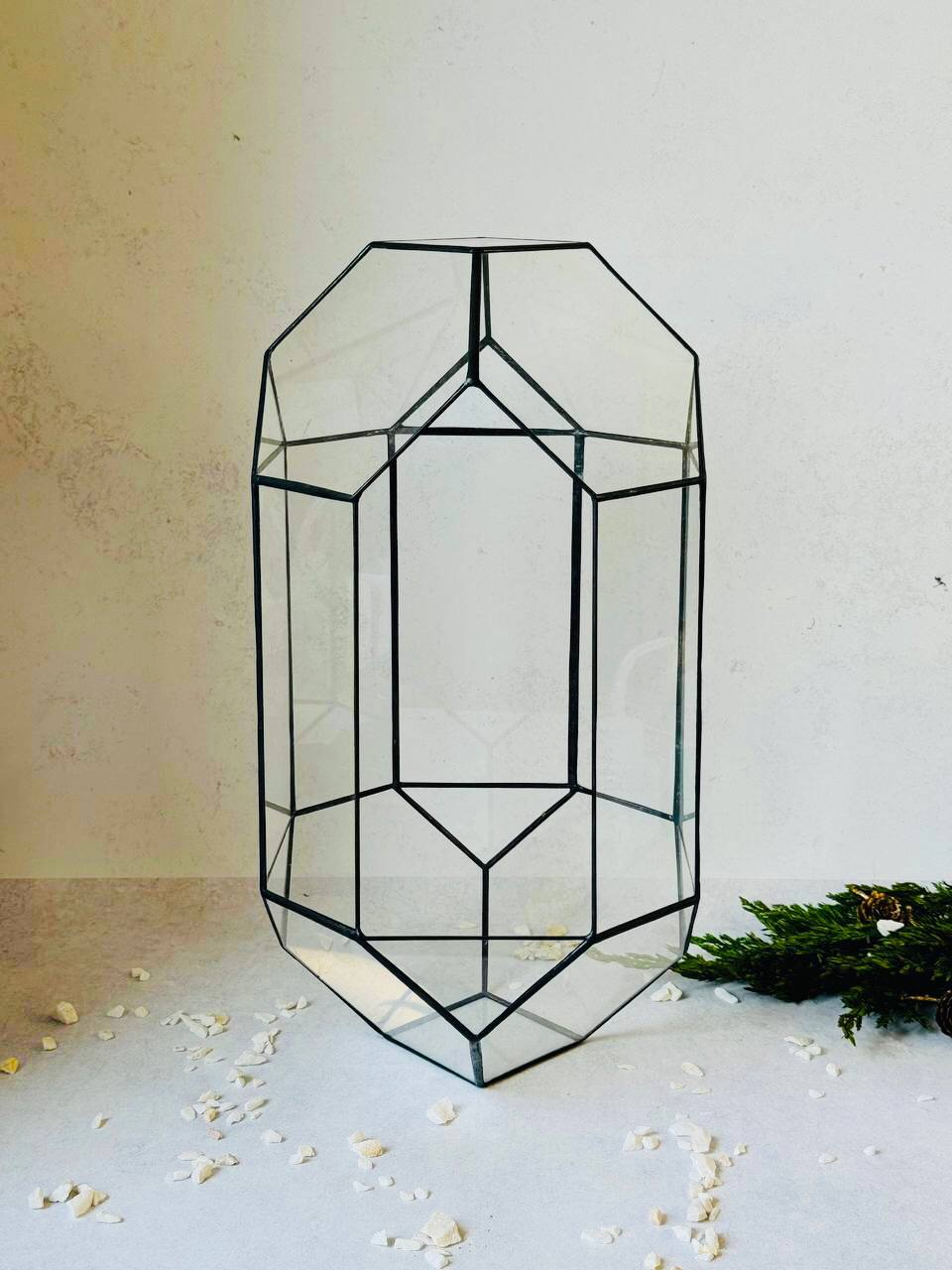 Скляний флораріум «Кристал» 41×21 см ручної роботи