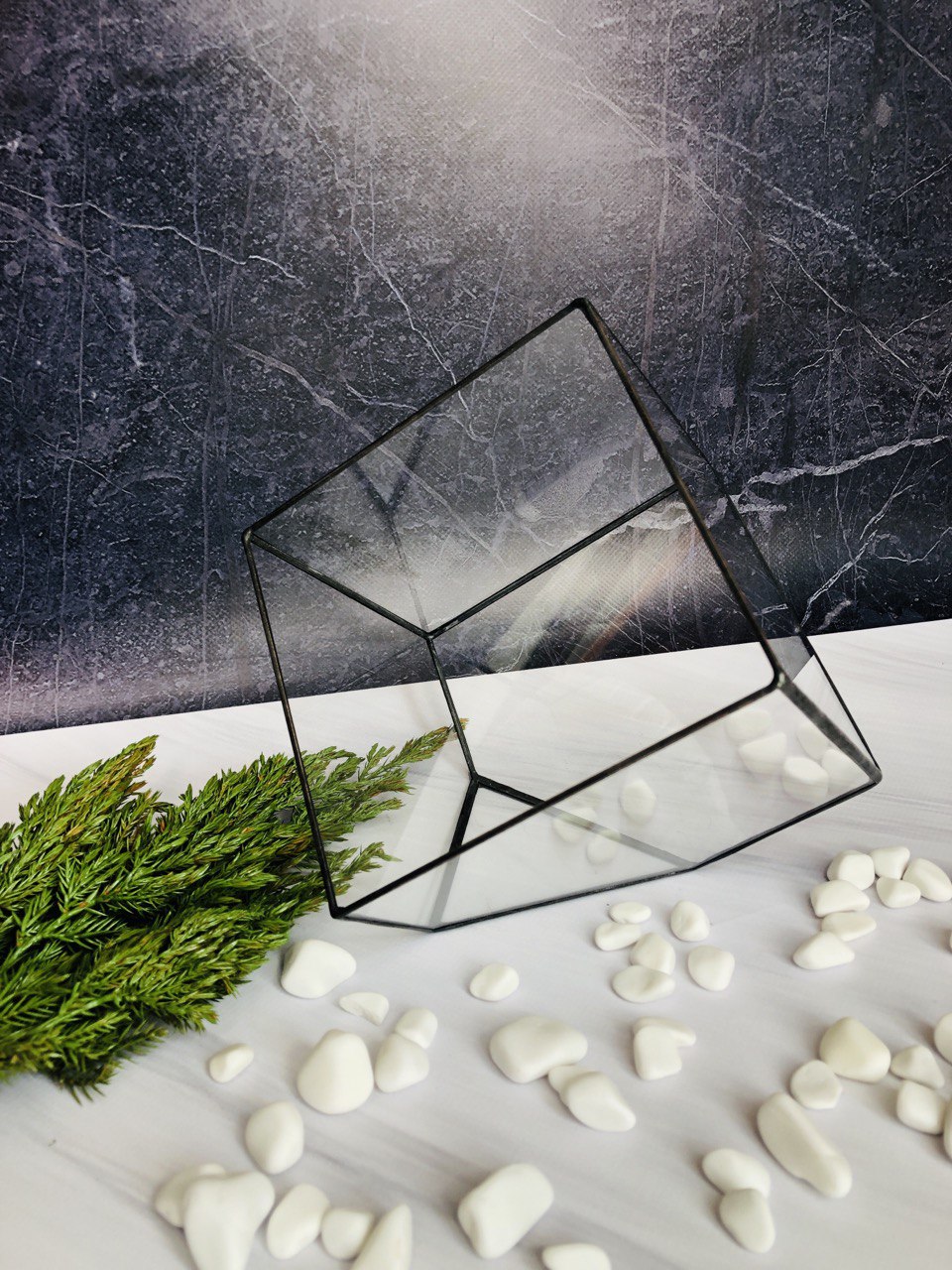 Флораріум Куб геометричної форми з італійського скла