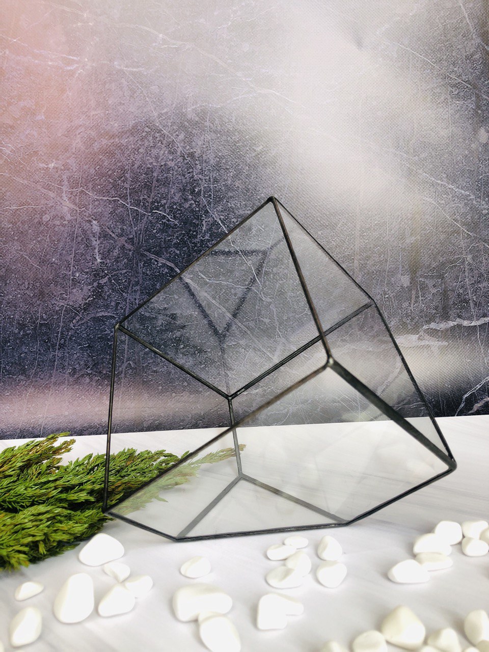 Скляний флораріум Куб 20x20 см ручної роботи