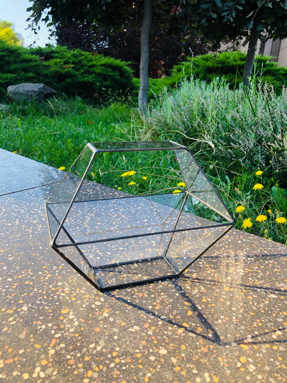 Скляний флораріум Кошик 16x20 см ручної роботи