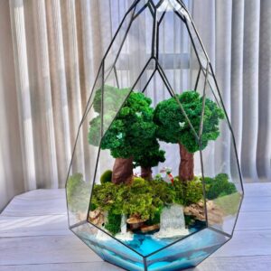 Флораріум із стабілізованим мохом “Дубовий Гай” у скляній геометричній формі