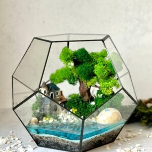 Сюжетний флораріум зі стабілізованим мохом і будиночком